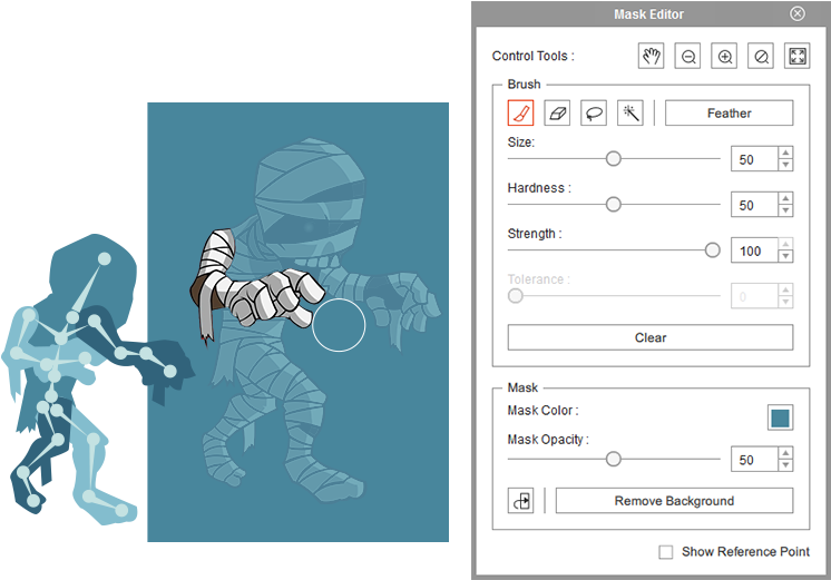 2D character creator - mask editor for advanced character creation 